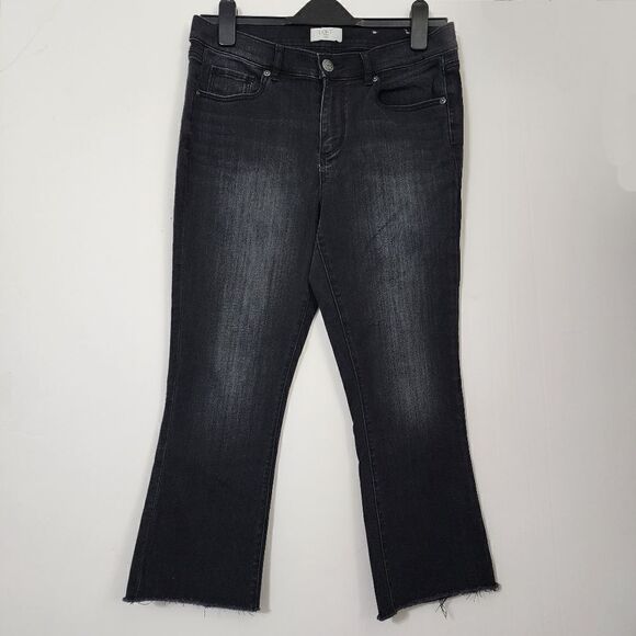 Loft Women's - Size 8P frayed demi boot leg jeans Dark Gray/Black - Picture 1 of 10